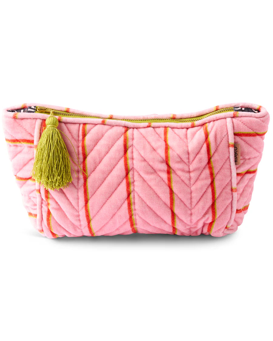 Kip & Co Wategos Soiree Stripe Velvet Toiletry Bag