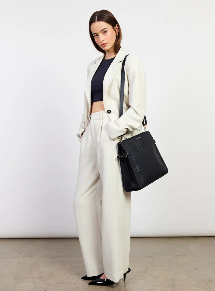 Saben Beatrice Shoulder Bag - Black Croc