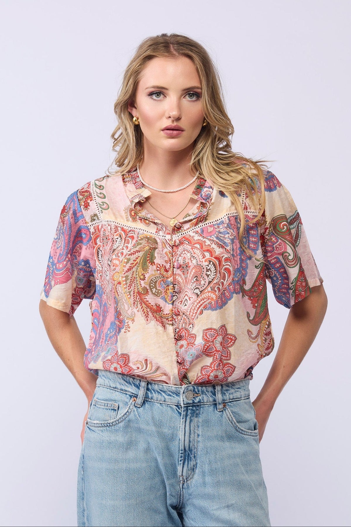 Drama The Label Dalila Top Pink Paisley