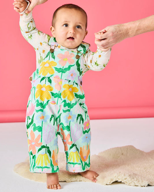 Kip & Co Popping Flowers Organic Cotton Quilted Fleece Overall