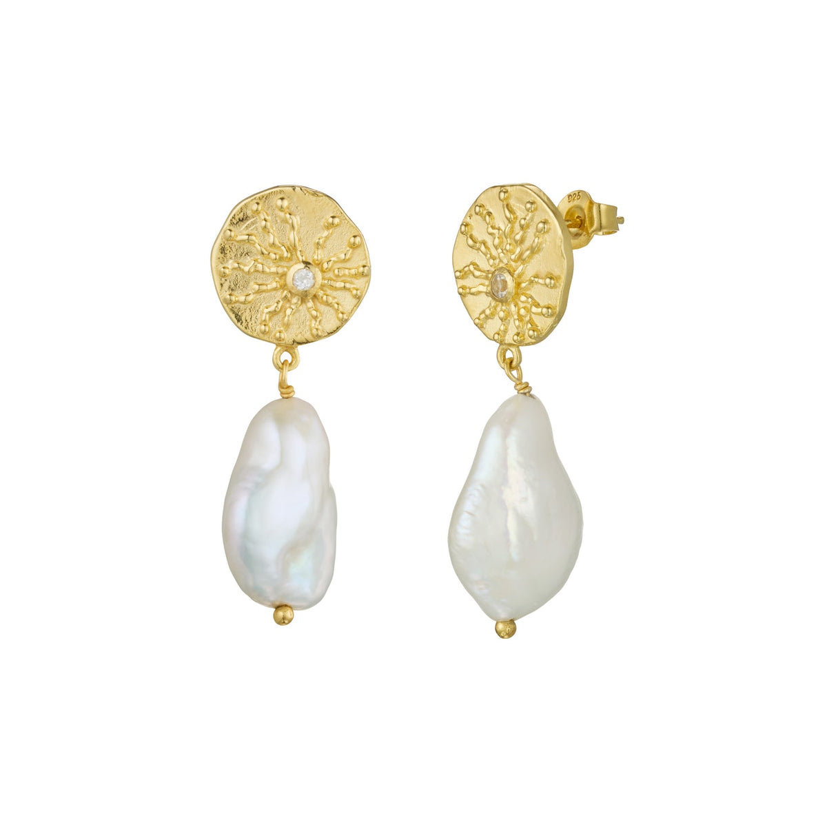 Murkani Of The Sea Baroque Pearl Earring 18 Kt Gold Plated