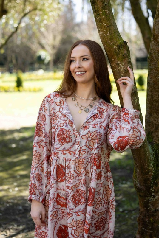 Drama Indi Dress - Ruby Flowers