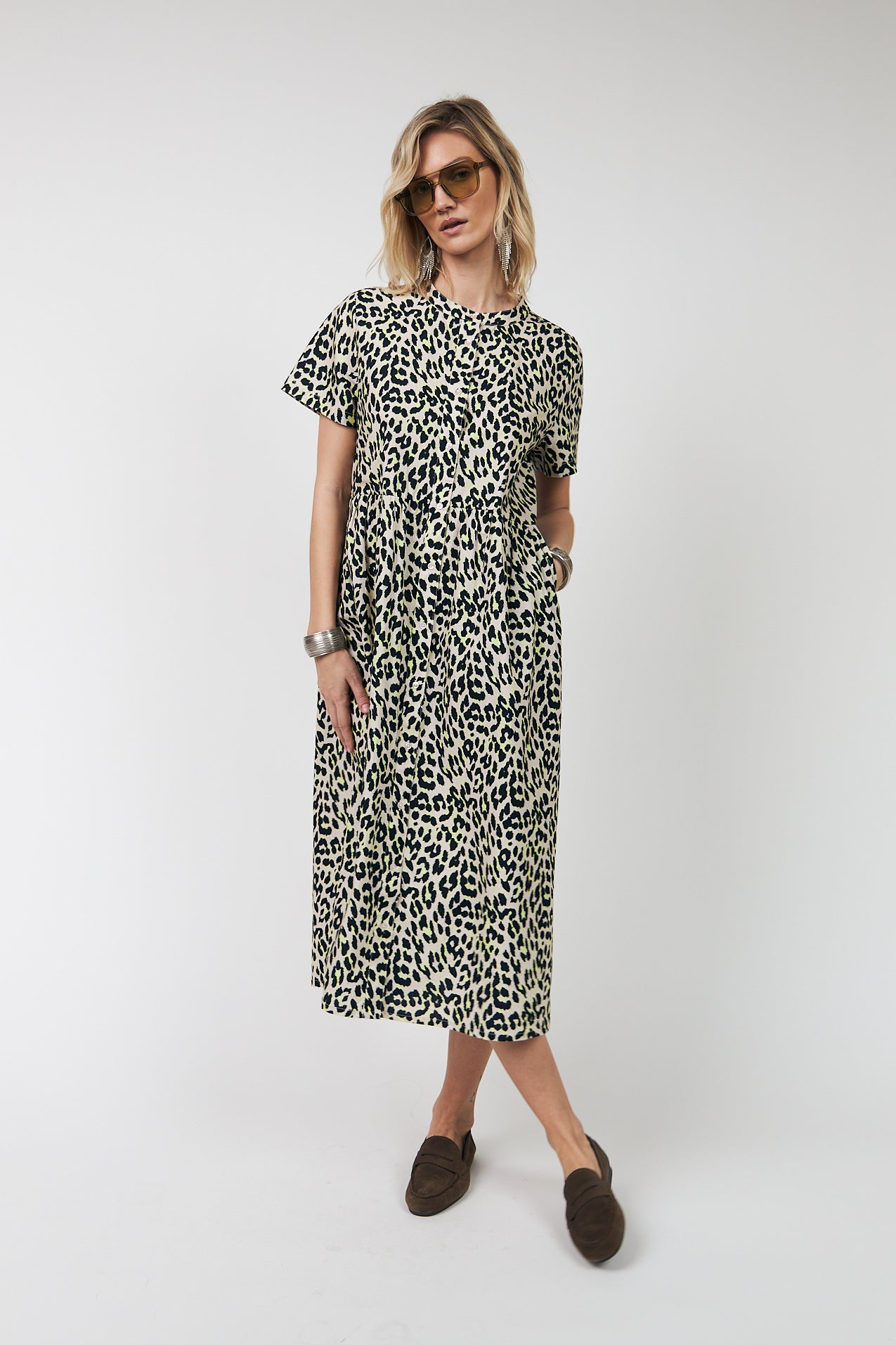 Lollys Laundry Aliya Maxi Dress Yellow Leopard