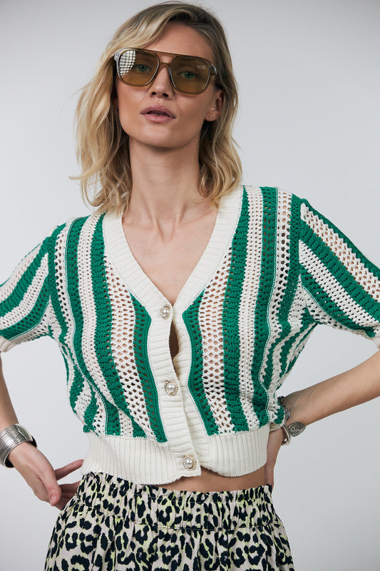 Lollys Laundry Siva Knit Cardigan Green