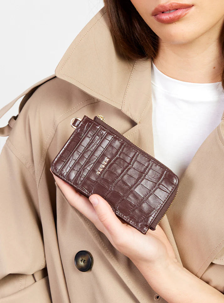 Saben Winona Card Holder -Espresso Croc