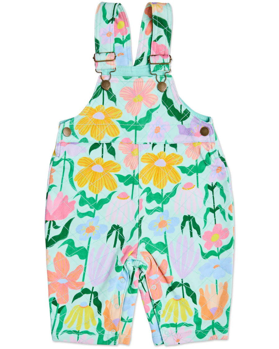 Kip & Co Popping Flowers Organic Cotton Quilted Fleece Overall