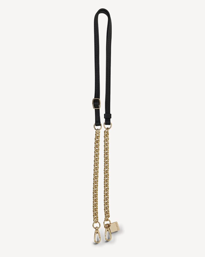Saben Feature Strap Chain Gold Curb + Black Leather