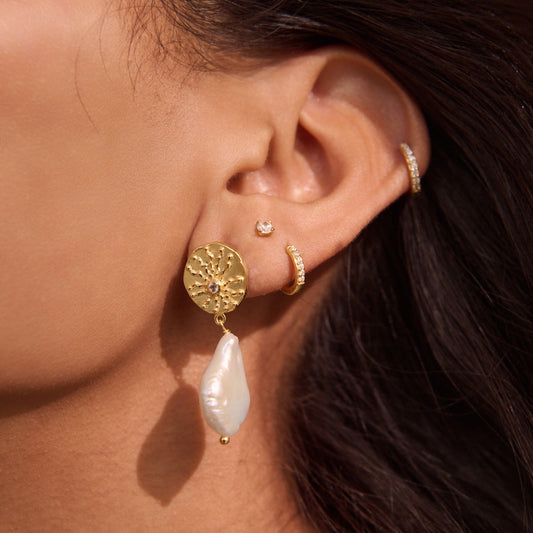 Murkani Of The Sea Baroque Pearl Earring 18 Kt Gold Plated
