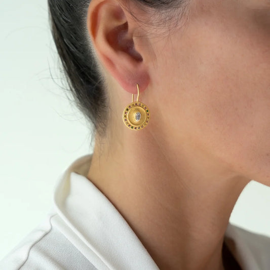 Rubyteva Mandala Earrings w Cubic Zirconia & Multi Tormaline