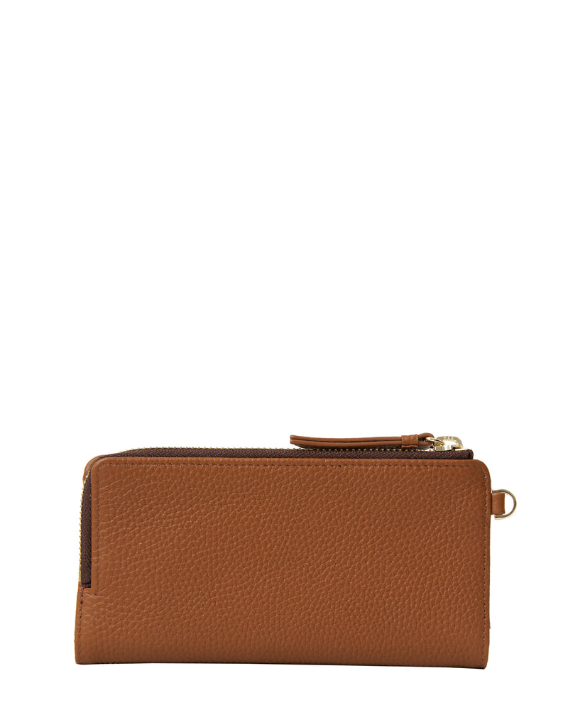 Saben Willa Wallet - Tan + Croc + White Stitch