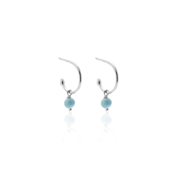 MINI TURQUOISE HOOPS SILVER