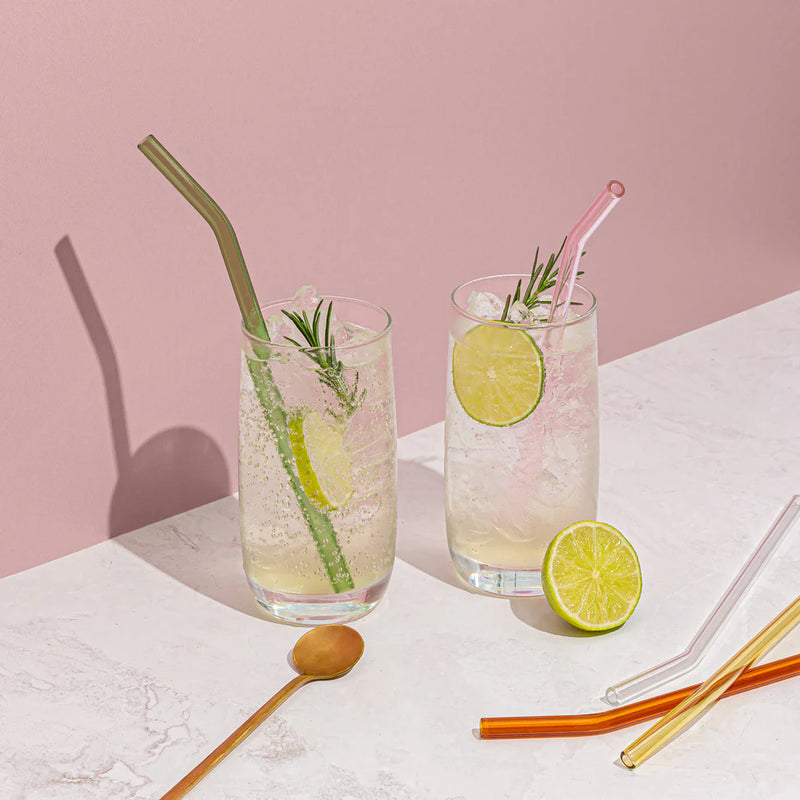 Sucker Reusable Glass Drinking Straws - Multi Coloured