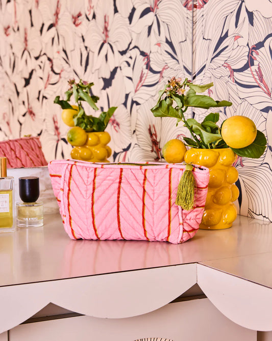 Kip & Co Wategos Soiree Stripe Velvet Toiletry Bag