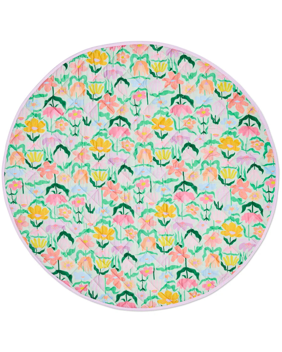 Kip & Co Popping Flower Green Quilted Play Mat