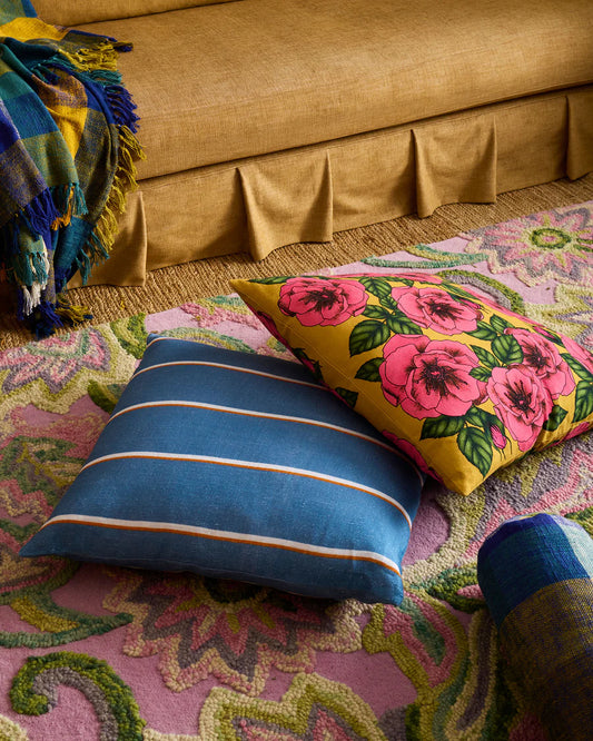 Kip & Co Blue Lagoon Stripe Upholstery Square Lounge Cushion