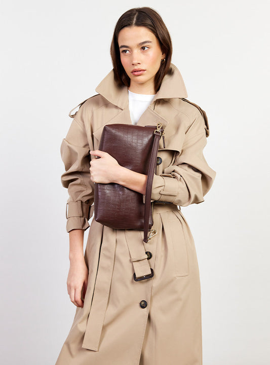 Saben Claudia Crossbody - Espresso Croc