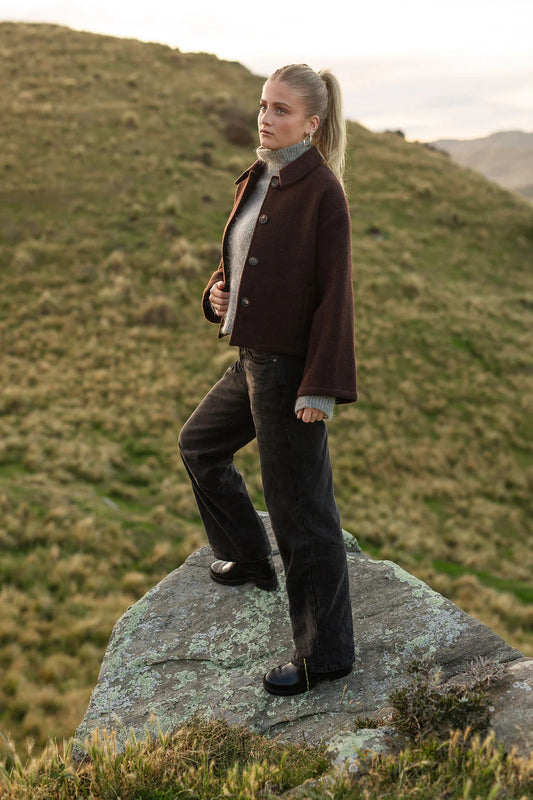 Ater Chelsea Wool Jacket- Chocolate