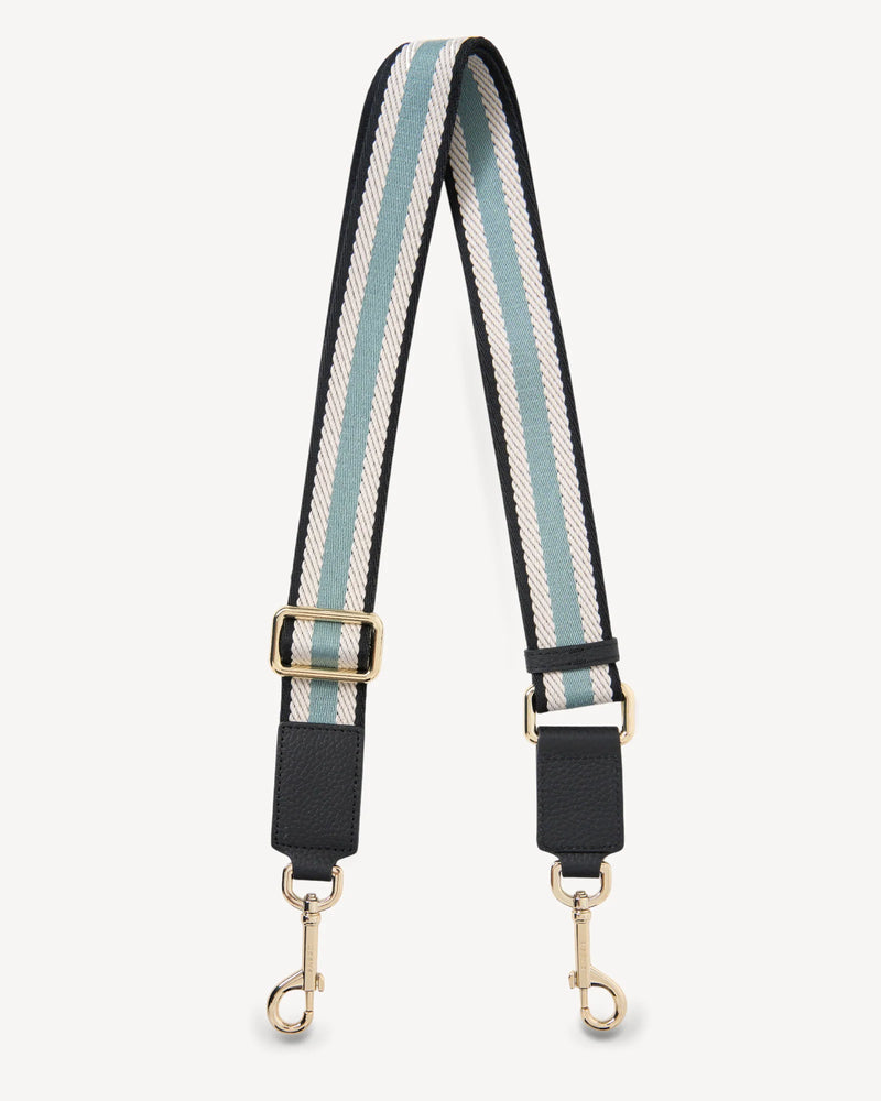 Saben Feature Strap Webbing - Black + Eucalyptus Stripe