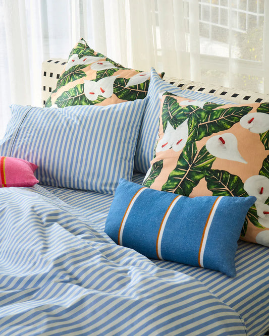 Kip & Co Blue Lagoon Stripe Upholstery Rectangle Lounge Cushion