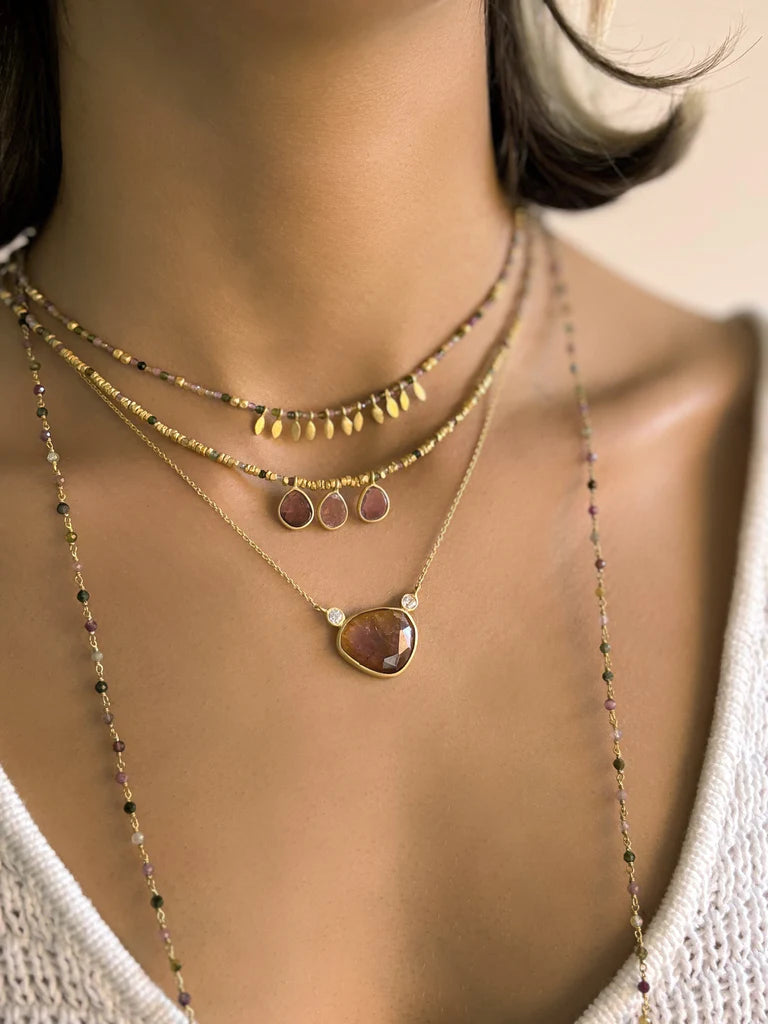 Rubyteva Long Multi Tourmaline Link Necklace