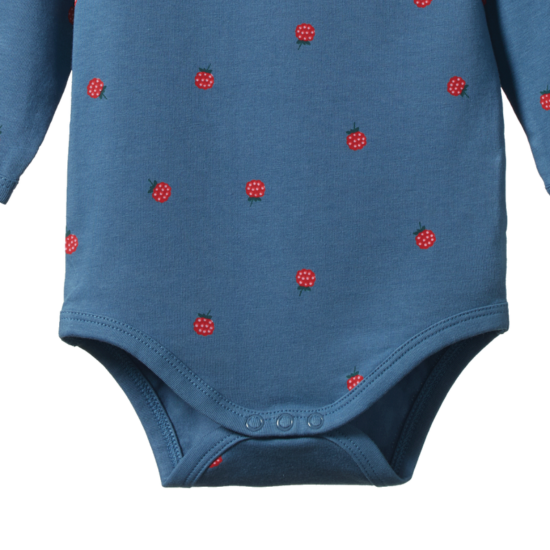 Nature Baby Stretch Jersey Organic Cotton Bodysuit - Raspberry Blue Print
