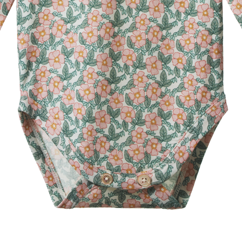 Nature Baby Merino Long Sleeve Bodysuit - Garland Print