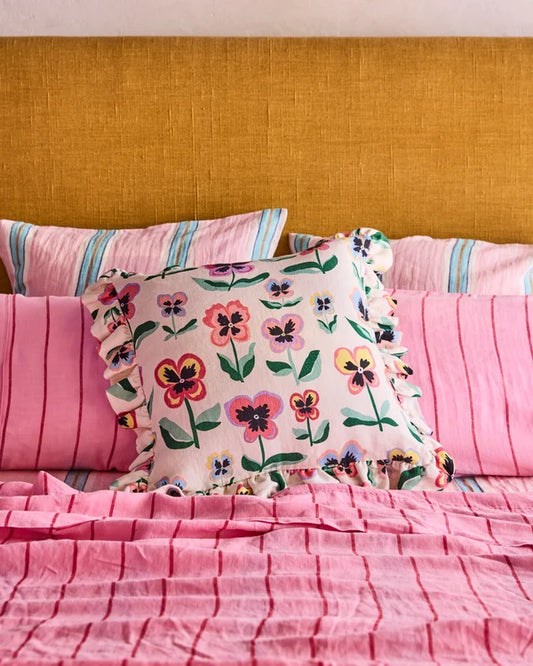 Kip & Co Pretty Pansy Frill Cushion