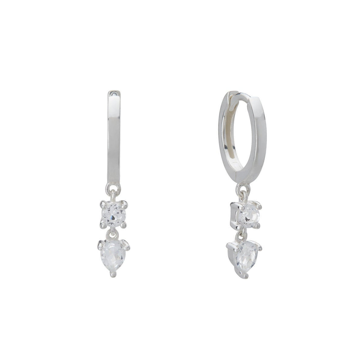 Murkani Double Drop Huggies in Sterling Silver