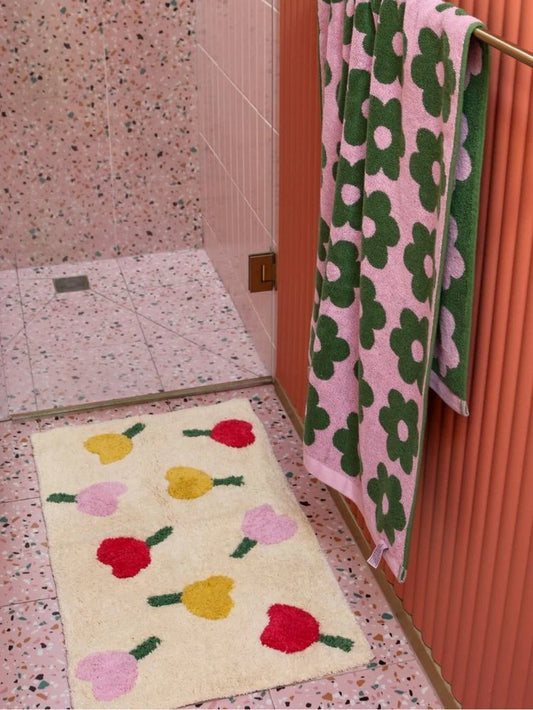 Mosey Me Forget Me Not Bath Mat -Vanilla
