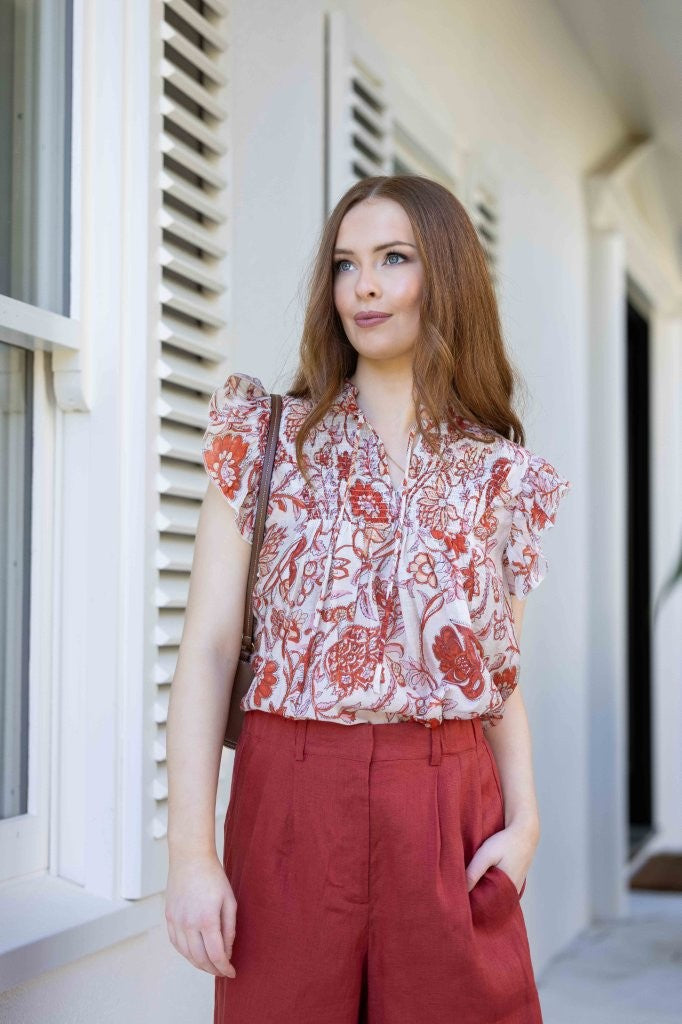 Drama Arabella Blouse - Ruby Flowers