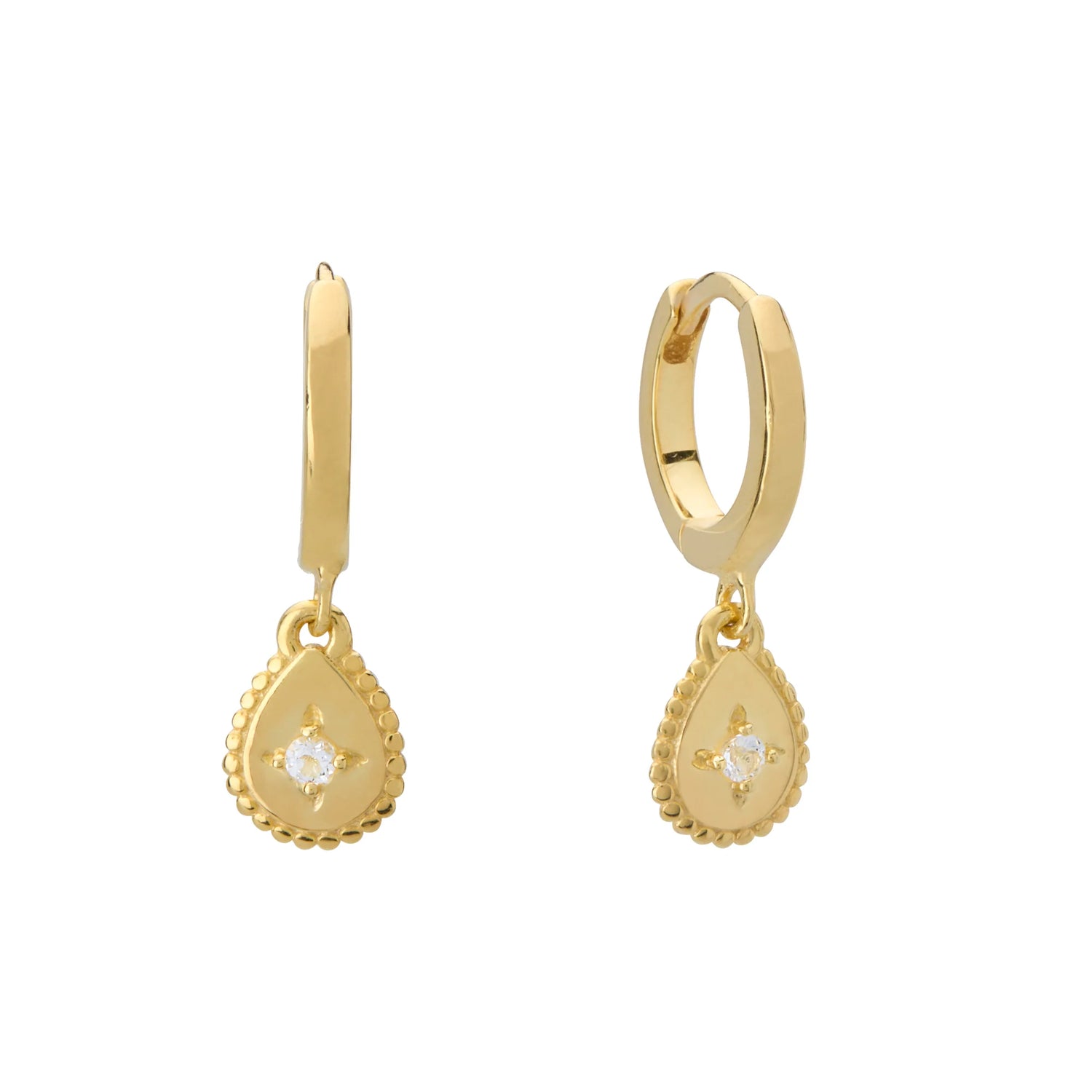 Murkani Reflection Tear Drop Huggies in 18kt Yellow Gold Plate