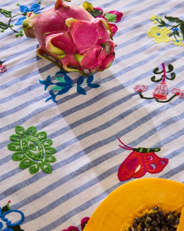 Kip & Co Anna Spiro Malabar Floral Embroidered Table Cloth 145 x 270cm
