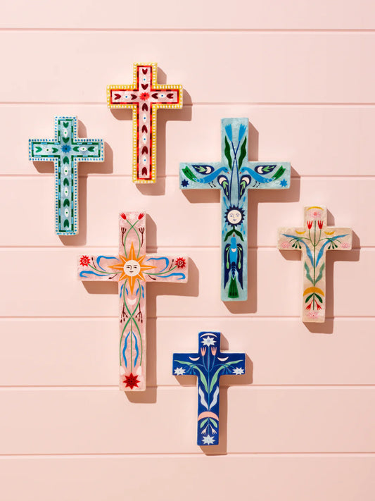 Jones & Co Fable Pink Floral Small Cross