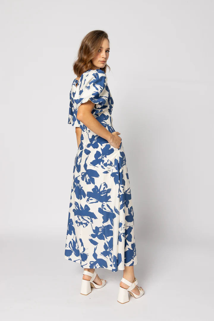 Drama Halo Dress - Blue Flower