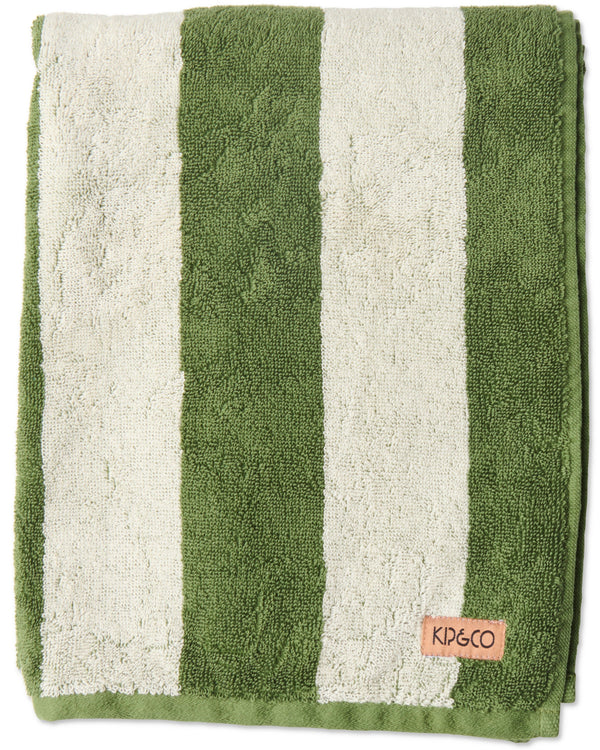 Kip & Co Moss Stripe Terry Bath Sheet/Beach Towel