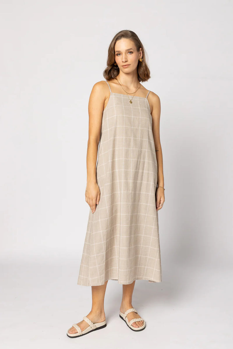 Drama Ginny Linen Dress Check