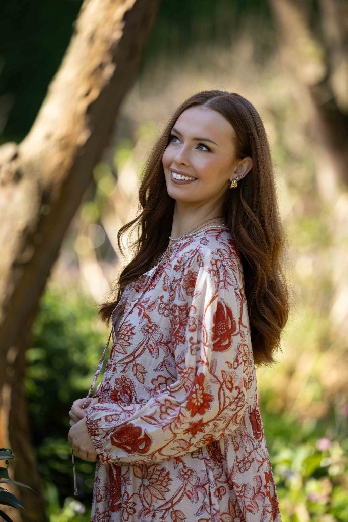 Drama Indi Dress - Ruby Flowers