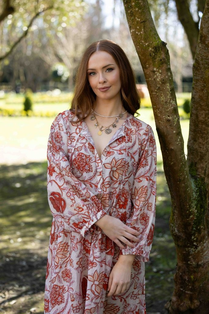 Drama Indi Dress - Ruby Flowers