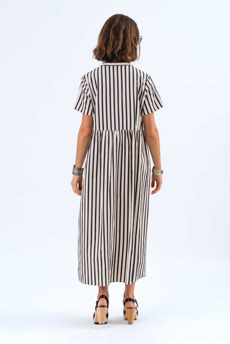 Lollys Laundry Aliya Maxi Dress - Black Stripe