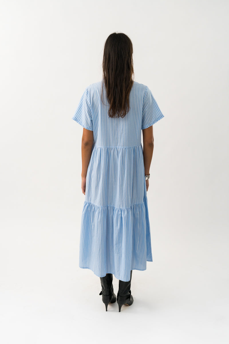 Lollys Laundry Fie Midi Dress - Light Blue Stripe