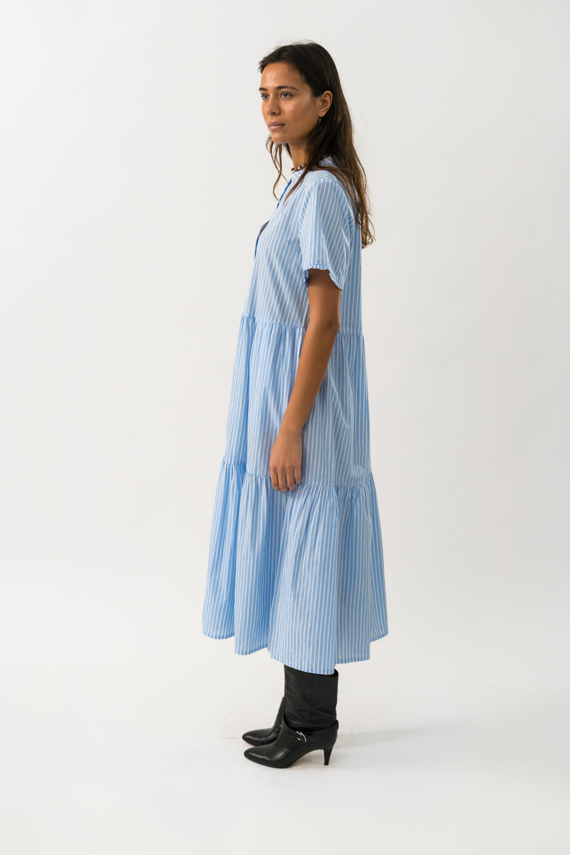Lollys Laundry Fie Midi Dress - Light Blue Stripe