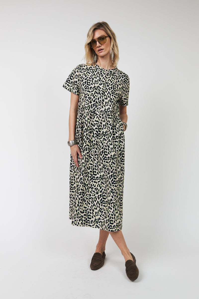 Lollys Laundry Aliya Maxi Dress Yellow Leopard
