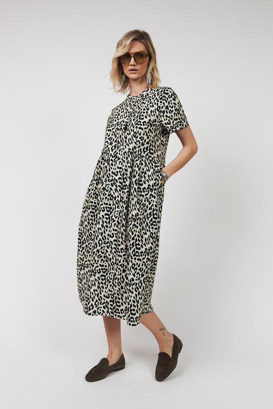 Lollys Laundry Aliya Maxi Dress Yellow Leopard