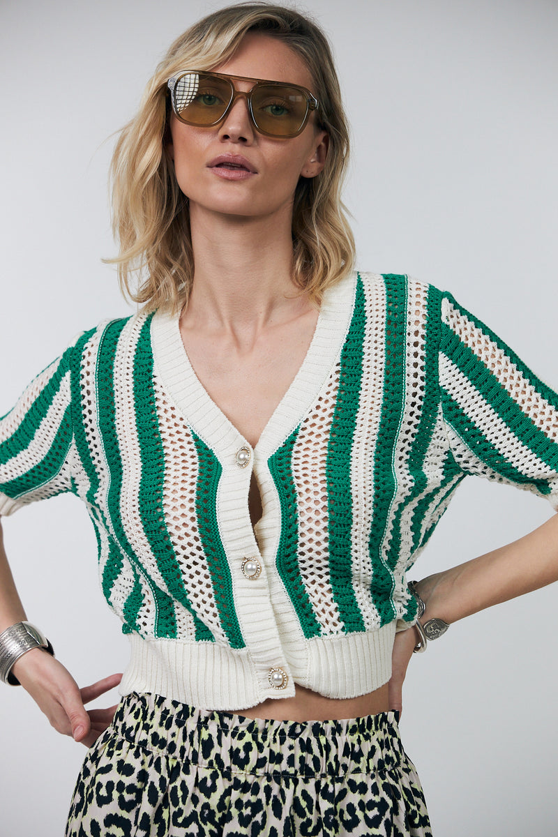 Lollys Laundry Siva Knit Cardigan Green