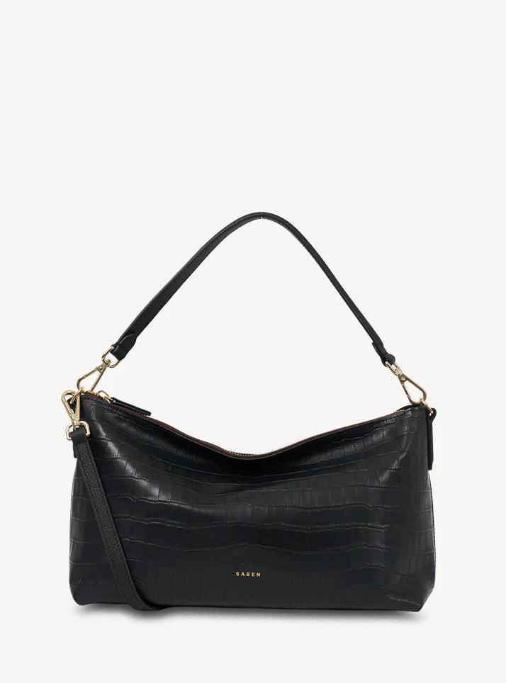 Saben Claudia Shoulder Bag - Black Croc