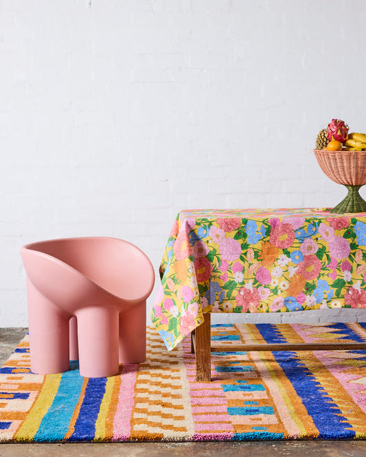 Kip & Co Follow The Sun Yellow Linen Tablecloth Rectangular