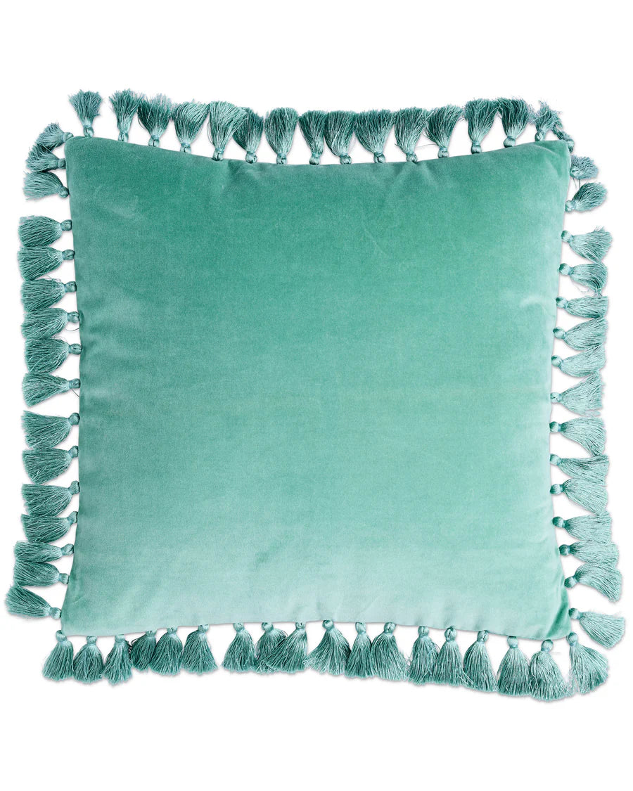Kip & Co Pistachio Velvet Tassel Cushion