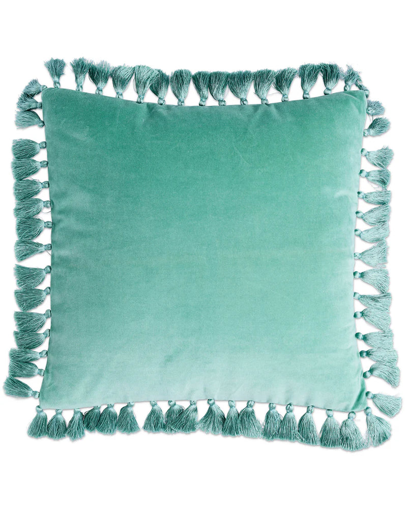 Kip & Co Pistachio Velvet Tassel Cushion