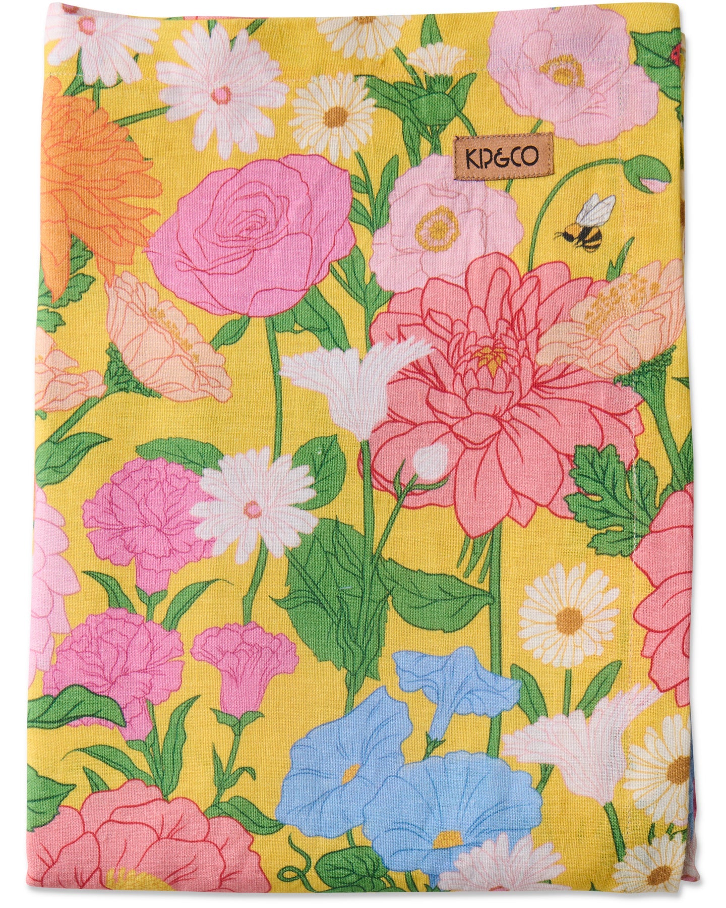 Kip & Co Follow The Sun Yellow Linen Tablecloth Rectangular