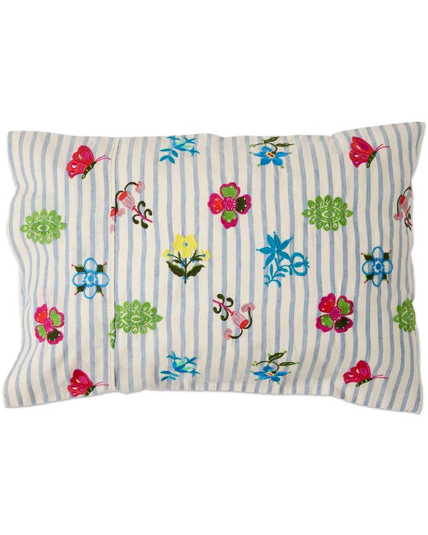 Kip & Co Anna Spiro Malabar Floral Embroidered Linen Pillowcases 2p